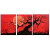3pcs The Red Sun Tree, Luxurious Print 100% Australian Made 3 x 40x60cm (Metal Print)