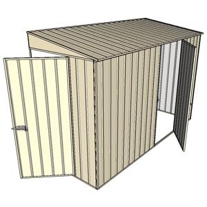 Build-A-Shed 1.2 x 3.0 x 2.0m Skillion Single Hinged Side Door Shed - Cream