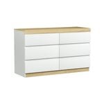 Artiss Storage Cabinet Chest of 6 Drawers Lowboy White/Pine