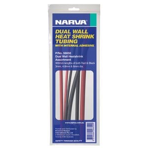 Narva 300mm (L) 3-6mm (Dia.) Red & Black Assorted Heatshrink Tubing - 6 Pack
