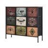 Oikiture 9 Chest Of Drawers Retro Tallboy Printed Foldable Fabric Drawers