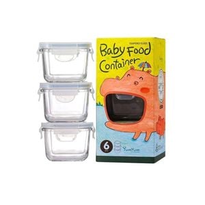 Glasslock 3 Piece Baby Food Container Set Square 210ml