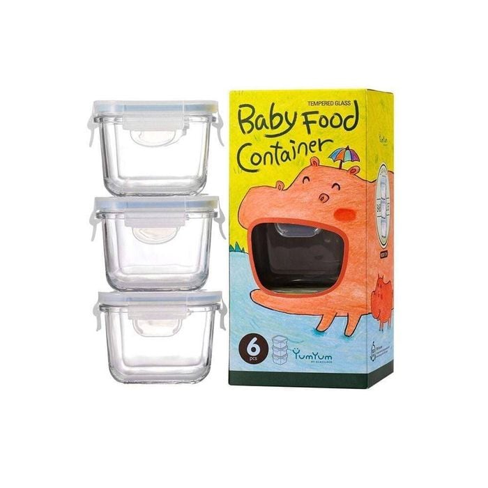 Glasslock 3 piece baby food container set square 210ml