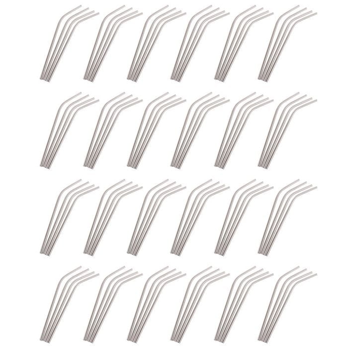 24PK Appetito Stainless Steel Reusable Bent Drinking Straws Home Kitchen