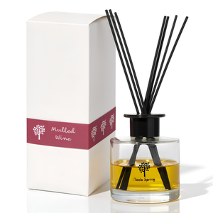 Nicola Spring Glass Reed Diffuser 200ml - Mulled Wine - Warm Spiced Festive Fragrance With 8 Reeds Long Lasting Scent