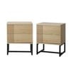 Oikiture Set Of 2 Bedside Table With 2 Drawers Natural