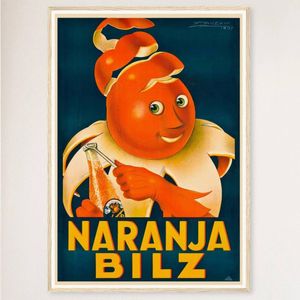 Galrie Naranja Bilz Orange Juice Vintage Poster by Achille Mauzan Retro Wall Art Décor, Wood Frame, A1 60 x 84cm (23 x 33inch)