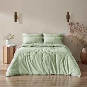 Serene 400TC Bamboo Cotton Sateen Quilt Cover Set Sage - Super King Bed