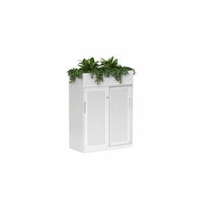 Olg Tempo Sliding Door Credenza Narrow With Planter White W900mm X D450mm X H1220mm