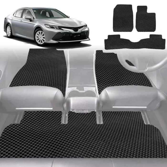 6D Diamond Car Floor Mats for Toyota Camry 2018-Current-Full Set-Black-Outback GT