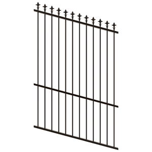 ProtectorAl 0350-1200W x 1800H Satin Black Spear Top Pool Fence Panel Raked Up to 15º - Black