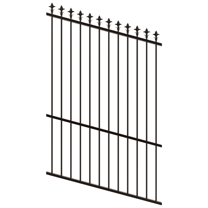 ProtectorAl 0350-1200W x 1800H Satin Black Spear Top Pool Fence Panel Raked Up to 15º - Black
