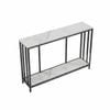 P&P White Sintered Stone Console Table Black Metal Frame Hallway Table