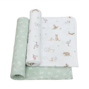 Living Textiles 2 Pack Organic Swaddle Wraps - Australiana