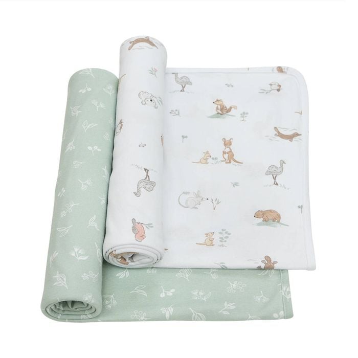 Living Textiles 2 Pack Organic Swaddle Wraps - Australiana