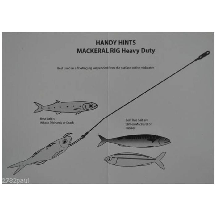2x Wilson Heavy Duty Mackerel Fishing Rig 3x8/0 Hook-Setup-105lb