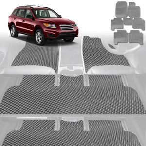 6D Diamond Car Floor Mats for Hyundai Santa Fe 2006-2012-Ultimate Set-Grey-Outback GT