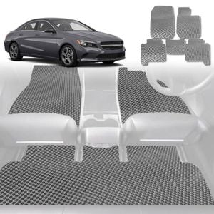 6D Diamond Car Floor Mats for Mercedes-Benz CLA-Class (C117)2013-2019-Full Set-Grey-Outback GT