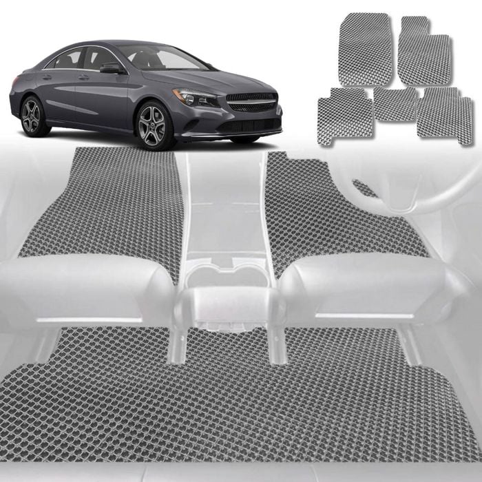 6D Diamond Car Floor Mats for Mercedes-Benz CLA-Class (C117)2013-2019-Full Set-Grey-Outback GT
