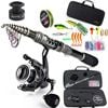 NNEOBA Telescopic Rod and Spinning Reel Carbon Fiber Travel Set Black
