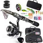 NNEOBA Telescopic Rod and Spinning Reel Carbon Fiber Travel Set Black