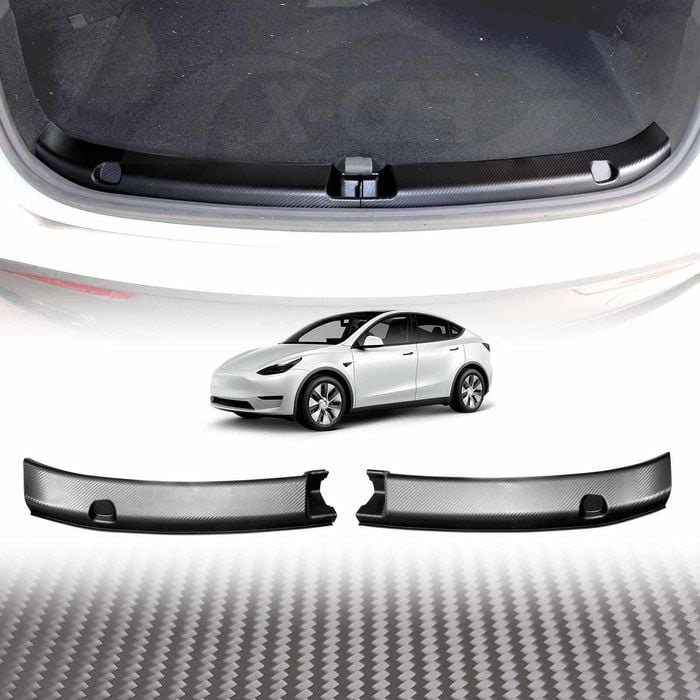 Tesla Model Y 2022-2024 Rear Bumper Guard Trunk Protector Cover Carbon Fiber Style Protection