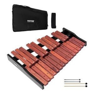 VEVOR Glockenspiel Xylophone Brown 25 Notes Wooden with 4 Mallets Carrying Bag for Music
