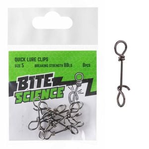 Bite Science Fast Attach Quick Clip Fishing Lure Snap 5  88lb (8pc)
