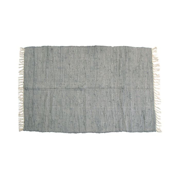 Large Chindi Cotton Handmade Floor Mat with Tassels 90 x 150 cm Grey