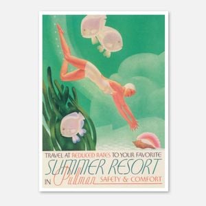 Galrie Charming Vintage Underwater Adventure Travel Poster Art Print for Summer Resorts, Poster Only, A4 21 x 30cm (8 x 12inch)