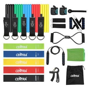 Centra 22-Pieces Resistance Bands Set Figure 8 Jump Rope Counting Hand Gripper Weighted Wrist Guards