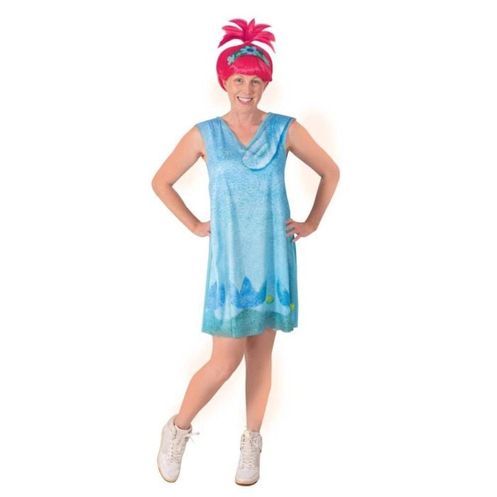 Trolls Poppy Fun Movie Character Halloween Costume with Pink Wig and Dress, Small