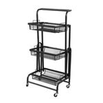 Levede 3-Tier Swivel Trolley Cart Black