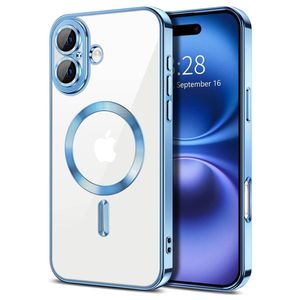 For Apple iPhone 17 MagSafe Magnetic Case with HaloLock Shockproof Protective Electroplating Clear Cover (Blue)