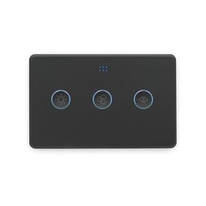 DETA Black Matte Grid Connect Smart Single Fan Speed Controller With Touch Light Switch
