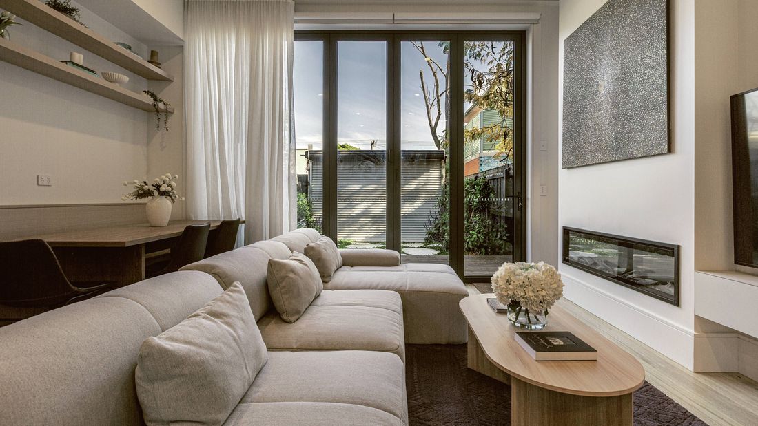 Sheer curtains add privacy and a luxe touch.