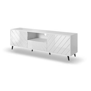 Foret High Gloss 180cm Tv Cabinet Entertainment Unit Stand White Storage Drawers Led Light