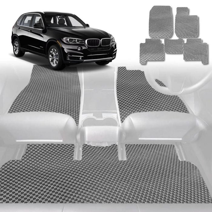 6D Diamond Car Floor Mats for BMW X5 2018-Current-Full Set-Grey-Outback GT