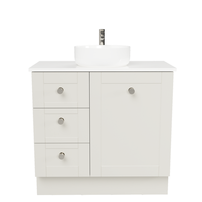 New England Joinery 900mm Diadem Centre Basin SilkSurface Top Floor Standing Vanity
