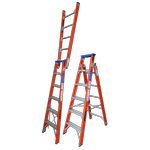 Indalex 1.8 - 3.2m 180kg Pro Series Industrial Fibreglass Dual Purpose Ladder