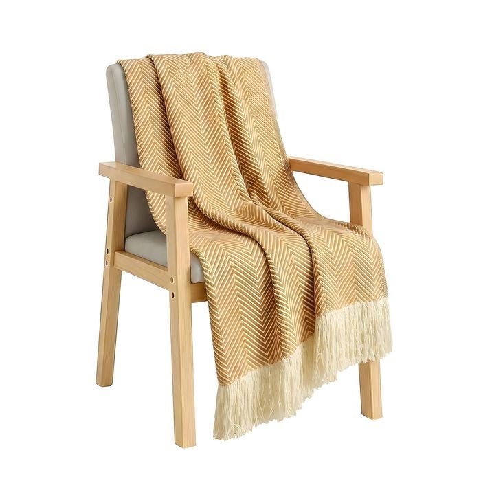 Soga Mustard Yellow Polyester Throw Blanket Soft Cozy Sofa Bed