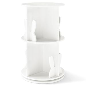 Costway 2-tier Rotating Bookshelf Kids Round Bookcase Bunny Book Stand