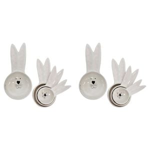 2x LVD 4pc Ceramic Measuring Cup Bunny Kitchen/Baking Utensil Set - White