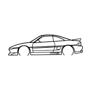 Ignite Laser Toyota MR2 Silhouette Metal Wall Art Coated Black 47inch/120cm