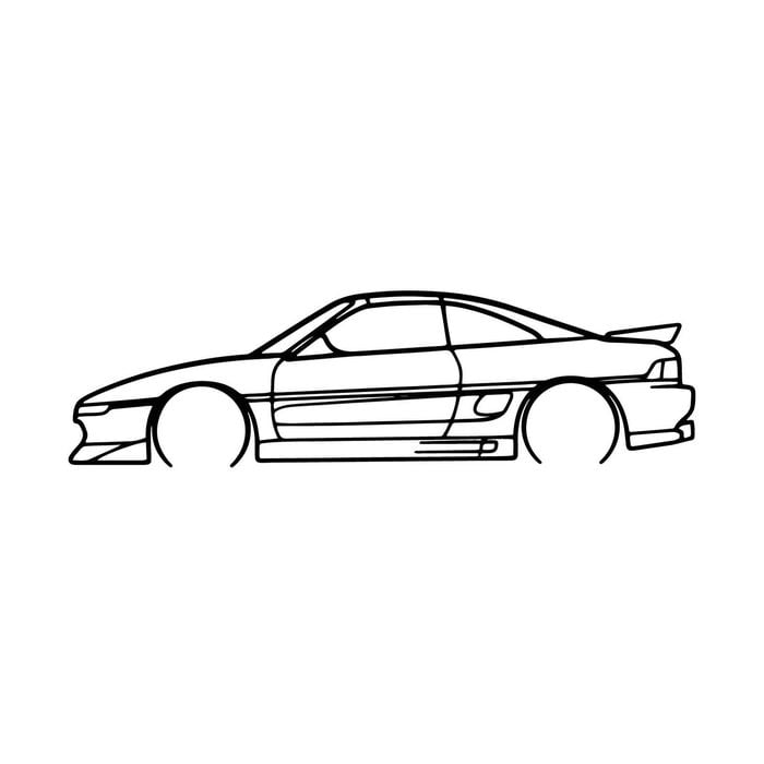 Ignite Laser Toyota MR2 Silhouette Metal Wall Art Coated Black 47inch/120cm