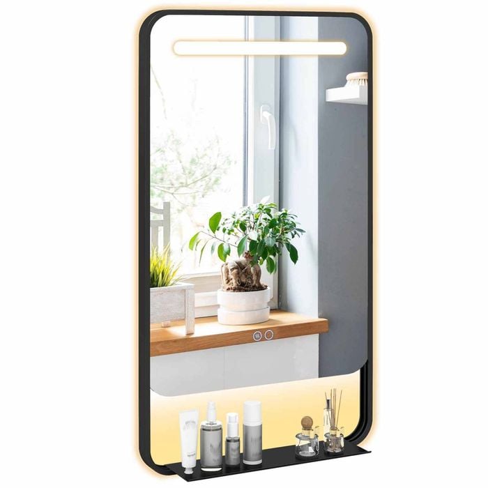 Costway 88.5x50cm Led Bathroom Mirror W/shelf Vanity Wall Decor