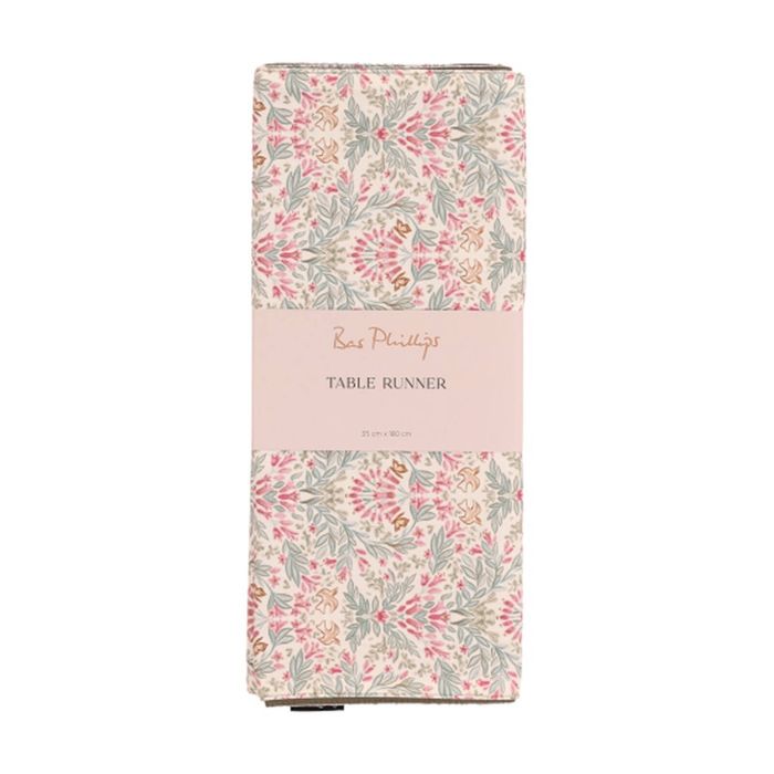 Bas Phillips Printed Linen Looks Table Runner Winter Delicates MED 35x180cm