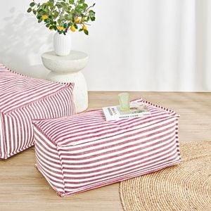 Cadence & Co. Oscar Faux Linen Ottoman Bean Bag Cover Red