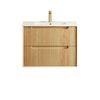 Attica Baia 750mm English Oak Fluted Vanity With Ceramic Top