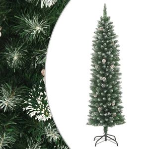 P&P Green and White Slim Christmas Tree 180cm PVC Snow Flocked Artificial Tree